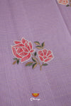 Purple Embroidered Thread Worked Chanderi Saree For Women