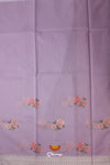 Purple Embroidered Thread Worked Chanderi Saree For Women