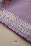 Purple Embroidered Thread Worked Chanderi Saree For Women