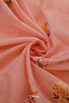 Peach Embroidered Thread WorkedSaree For Women