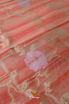 Peach Chanderi Floral Saree For Women