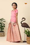 Pink Floral drops Pattu pavadai For Kids