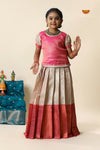 Pink Bubble Grass Pattu Pavadai For Girls - Festive Wear!!!