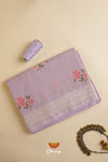 Purple Embroidered Thread Worked Chanderi Saree For Women