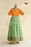Green Pastel Motif Long Gown For Girls!!!