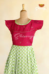 Pista Green Satin Long Gown For Girls!!!