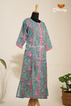 Blue with Pink Mulmul Cotton Kurti For Women !!!