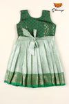 Green Silver Rose Baby Frock For Girls!!!