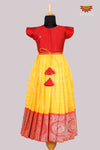 Yellow With Red Long Gown For Baby Girls