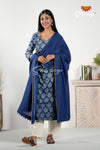 Indigo Ajrakh Block Print Salwar And Dupata for Women !!!