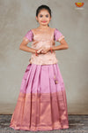 Pink Metalic Honeycomb Pattu Pavadai For Girls !!!