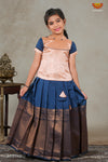 Navy Blue Metalic Honeycomb Pattu Pavadai For Girls !!!