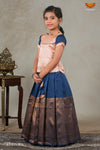 Navy Blue Metalic Honeycomb Pattu Pavadai For Girls !!!