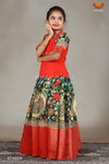 Green and peach combo pattupavada collections for girls and ladies with shivangi clothing