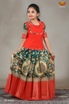 Green and peach combo pattupavada collections for girls and ladies with shivangi clothing