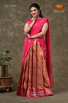 Girls Peach Silver Fenze Half Saree | Langa Davani