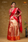 Traditional Pink Lotus Half Saree For Girls