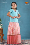 Baby Pink Pichwai Lotus Pattu Pavadai For Girls !!!