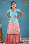 Baby Pink Pichwai Lotus Pattu Pavadai For Girls !!!