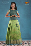 Green Moroccan Link Pattu Pavadai For Girls !!!