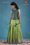 Green Moroccan Link Pattu Pavadai For Girls !!!