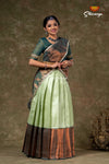 Girls Green Bubble Grass Half Saree | Langa Davani