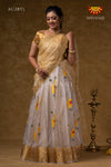 Yellow Organza Onam Half SareeFor Girls !!!