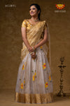 Yellow Organza Onam Half SareeFor Girls !!!