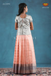 Peach Floral Line Pattu Pavadai For Girls !!!