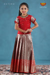 Red Golden Aster Pattu Pavadai For Girls !!!