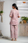 Peach Cotton Night Wear Set For Women 