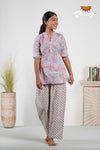 Purple Cotton Night Wear Set For Women 