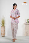 Purple Cotton Night Wear Set For Women 