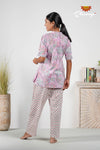 Purple Cotton Night Wear Set For Women 