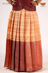 Girls Brown Golden RailPattu Pavadai - Festive Wear