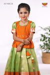 Festive Collection - Green Tissue Jega Pattu Pavadai For Kids