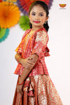 Girls Red Tissue Coconut Pattu Pavadai - Festive Wear