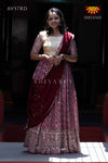 Marroon Mirror Bandhini Lehenga For Girls