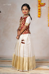 Onam Collection - Maroon Onam Floral MughalPattu Pavadai - !!!