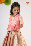 Girls Blue Pastel Tissue Coconut Pattu Pavadai - Festive Wear