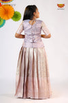 Girls Lavender Pastel Tissue Coconut Pattu Pavadai - Festive Wear