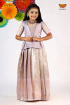 Girls Lavender Pastel Tissue Coconut Pattu Pavadai - Festive Wear