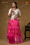 Onam Collection - Pink Pure Chanderi Pichwai Pavadai Set