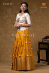 Onam Collection - Yellow Pure Chanderi Pichwai Pavadai Set