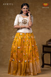 Onam Collection - Yellow Pure Chanderi Pichwai Pavadai Set
