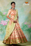 Impressive Peach Floral Banarasi Lehenga