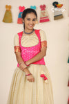 Silver Tulip Pink Pattu Pavadai For Girls - Festive Wear!!!