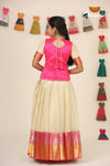 Silver Tulip Pink Pattu Pavadai For Girls - Festive Wear!!!