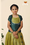 Parrot Green Sevanthi Pattu Pavadai For Girls - Festive Wear!!!