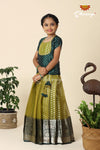 Parrot Green Sevanthi Pattu Pavadai For Girls - Festive Wear!!!